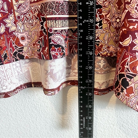 Chicos Patchwork Tunic Top Womens 2 US L 3/4 Sleeves Hi Lo Hem Cutout Neckline - Picture 8 of 9